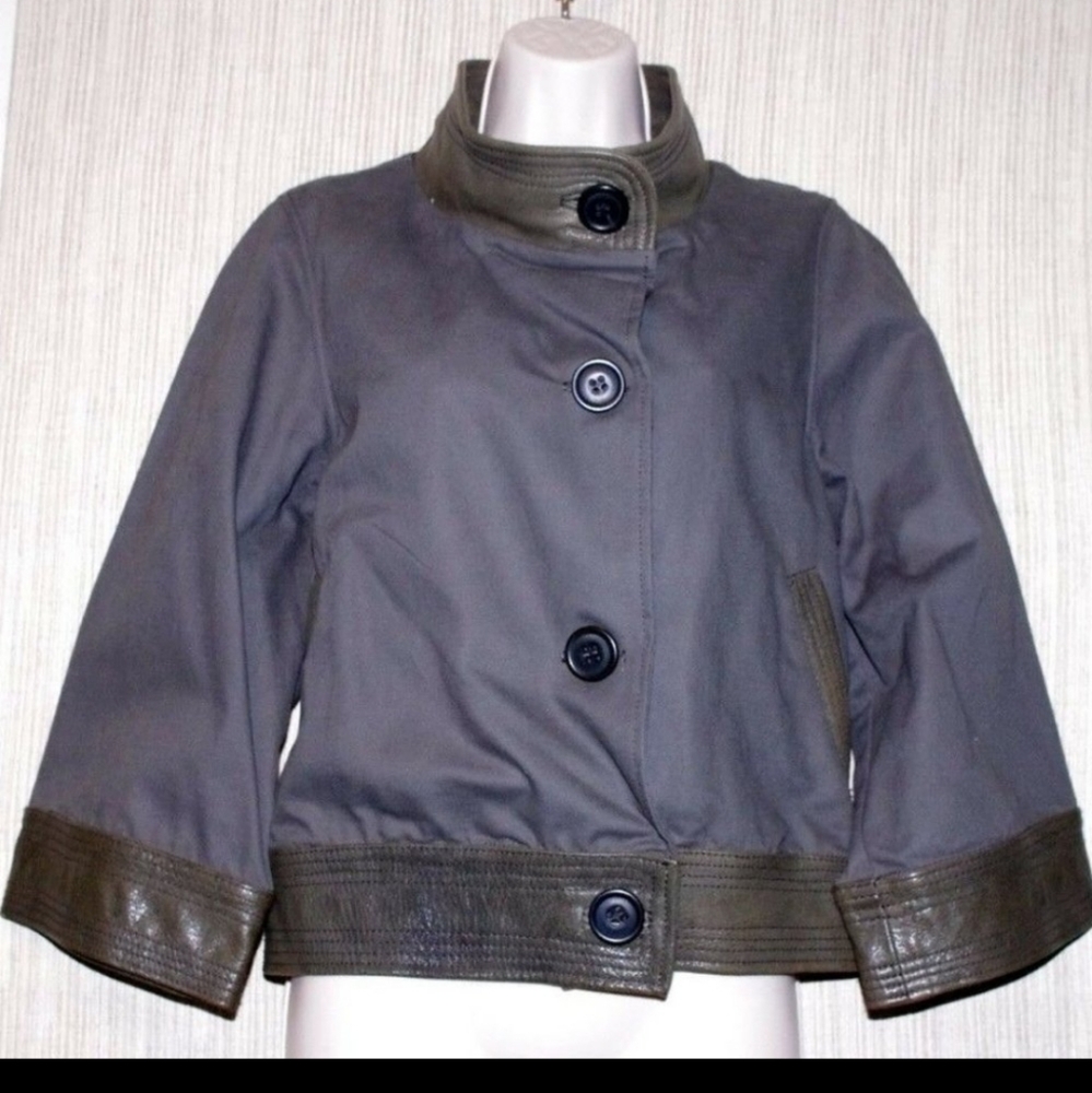 Mike & Chris canvas & leather cropped jacket